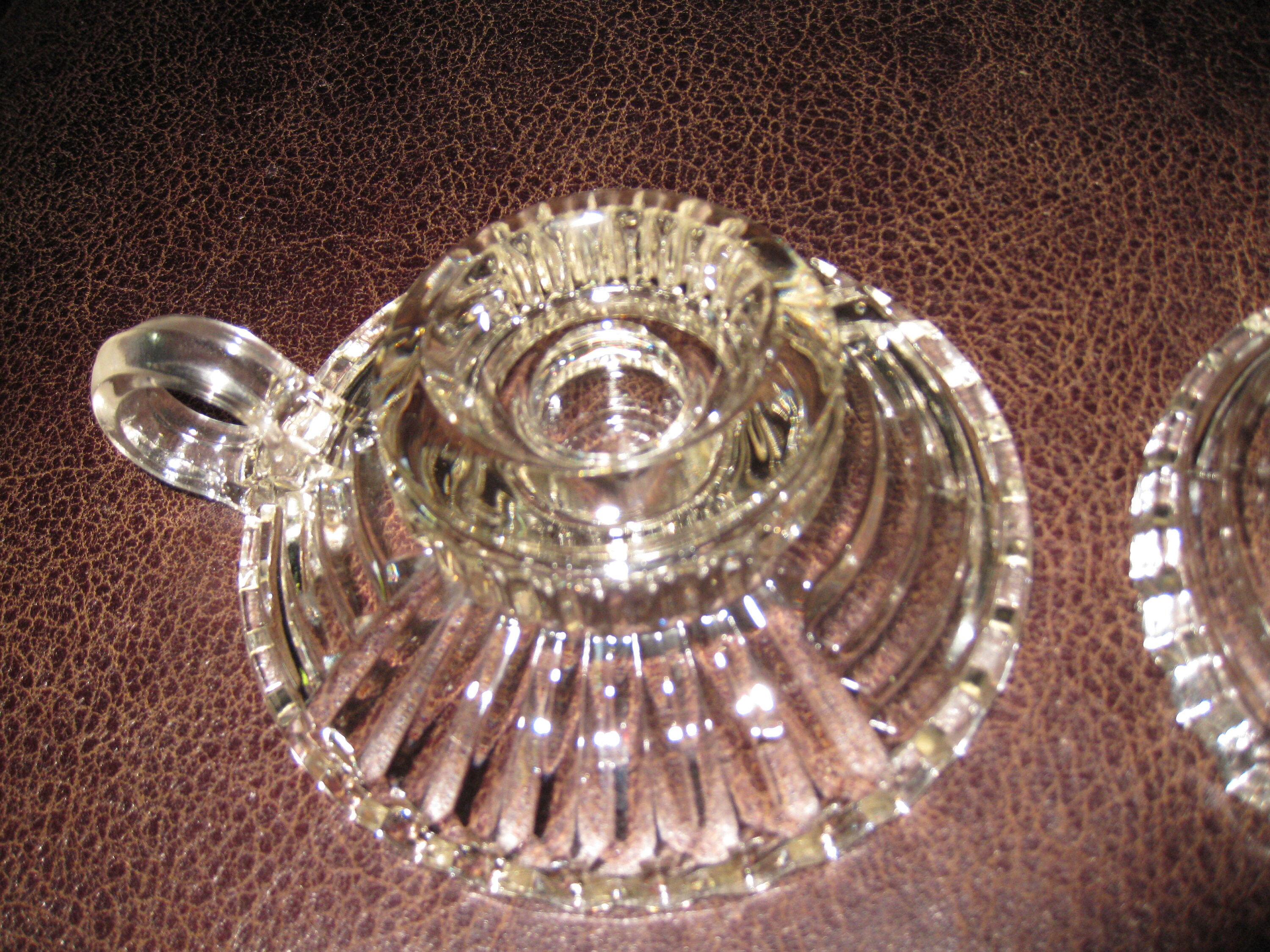 ART DECO CLEAR Glass Candle Holders With Finger Loop Handle Etsy