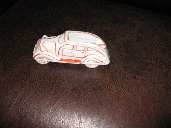 CAR SHAPED ASHTRAY Made in Japan White Ceramic With Orange Trim Car Shaped Ashtray 6 Long 2 Wide 2 High Four Door With Running Boards Etsy