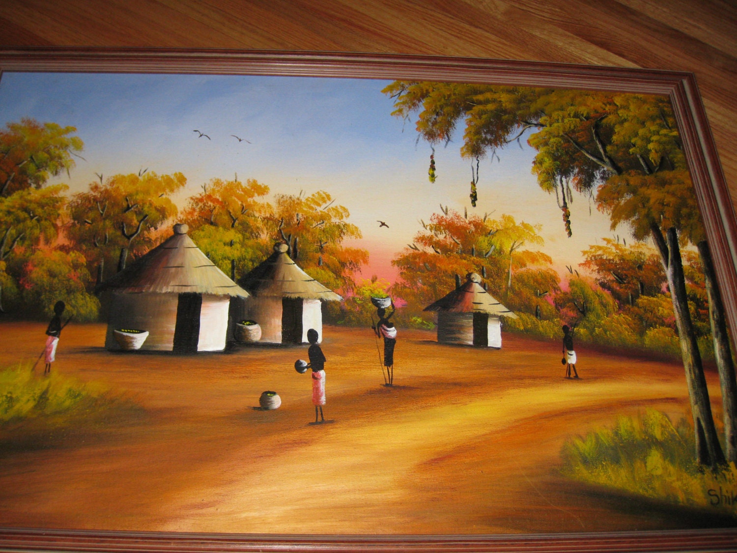 ORIGINAL OIL PAINTING on Canvas Board Signed Shikaro Wood