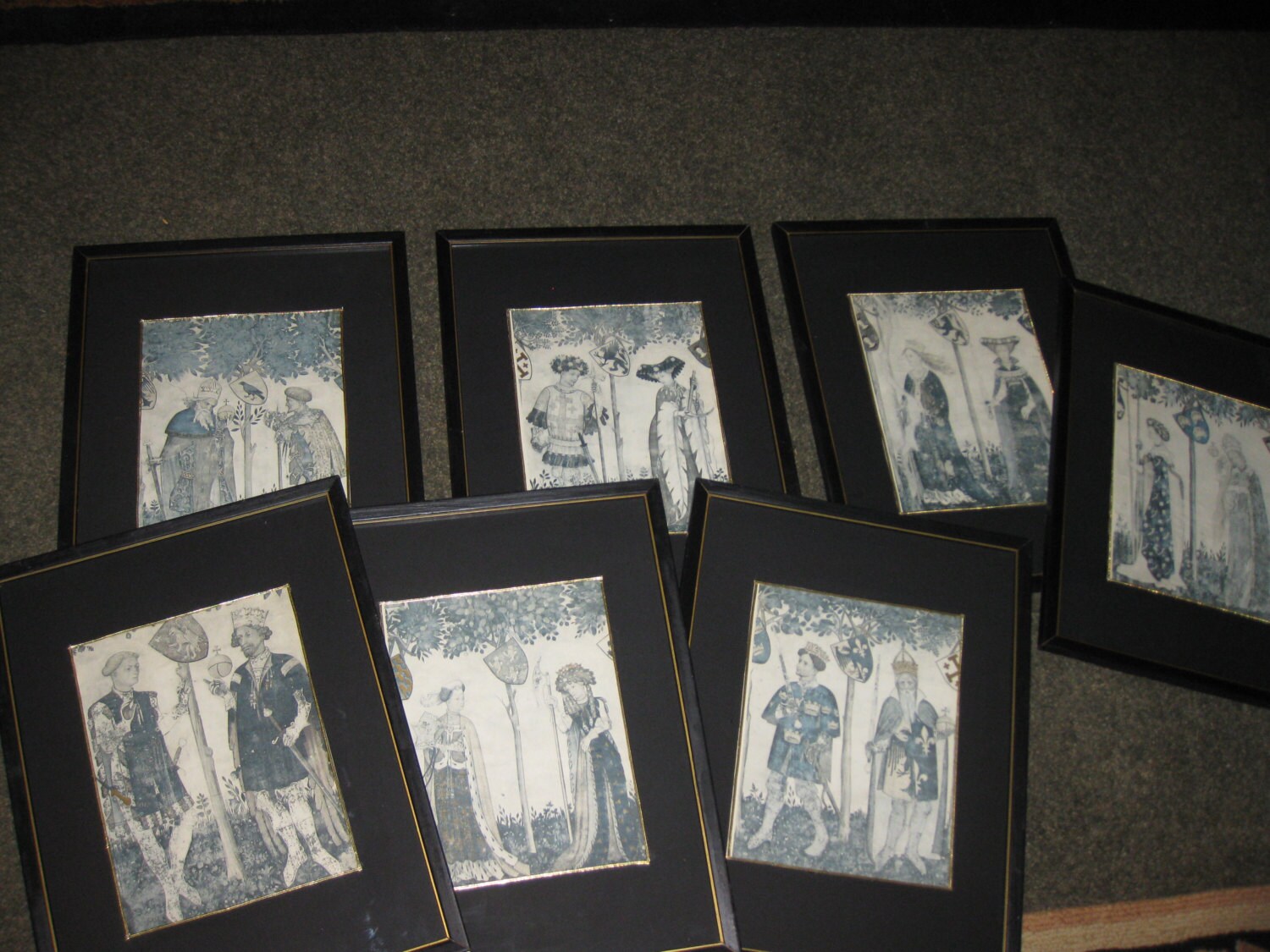 Antique Religious Prints 7 Framed Of Saints With Family 50