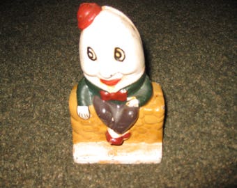 HUMPTY DUMPTY BANK Cast Iron Still Bank Worn Aged Paint 5" High 3 1/4" Wide