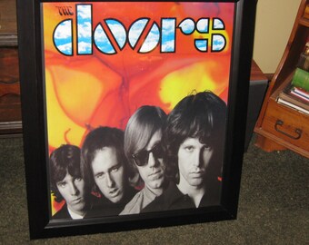THE DOORS ART Poster Vintage Poster Framed In Black Molded Plastic Frame 28" x 32" Covered In Glass 60's-70's Music Wall Decor Great Gift