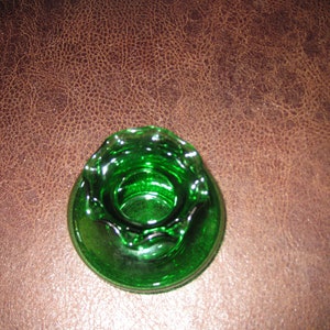 SMALL ART DECO Vase Emerald Green Bud Vase Fluted Top Edge 3 1/2 High 2 1/2 Across Top 1 Opening image 1