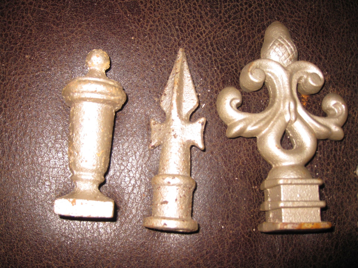 CAST IRON FINIALS Five Pieces Various Shapes Fence Toppers Etsy