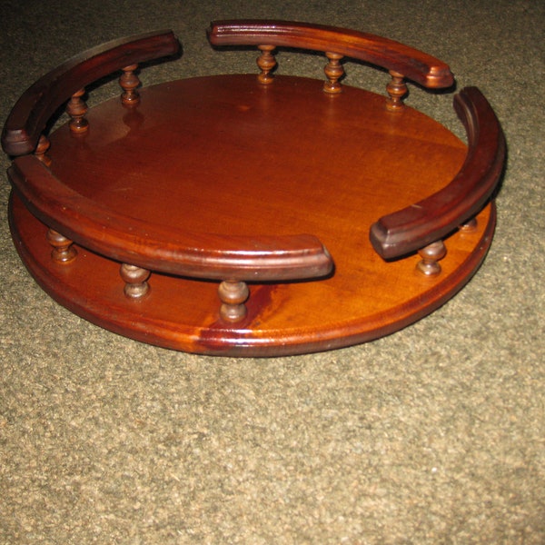 Wooden Lazy Susan With Sides Etsy