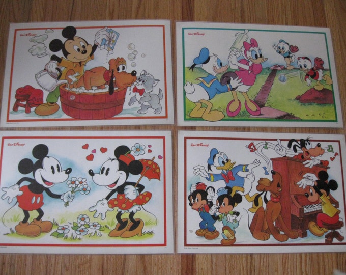 WALT DISNEY PLACEMATS Four Plastic Covered Mats From the 1960s Etsy