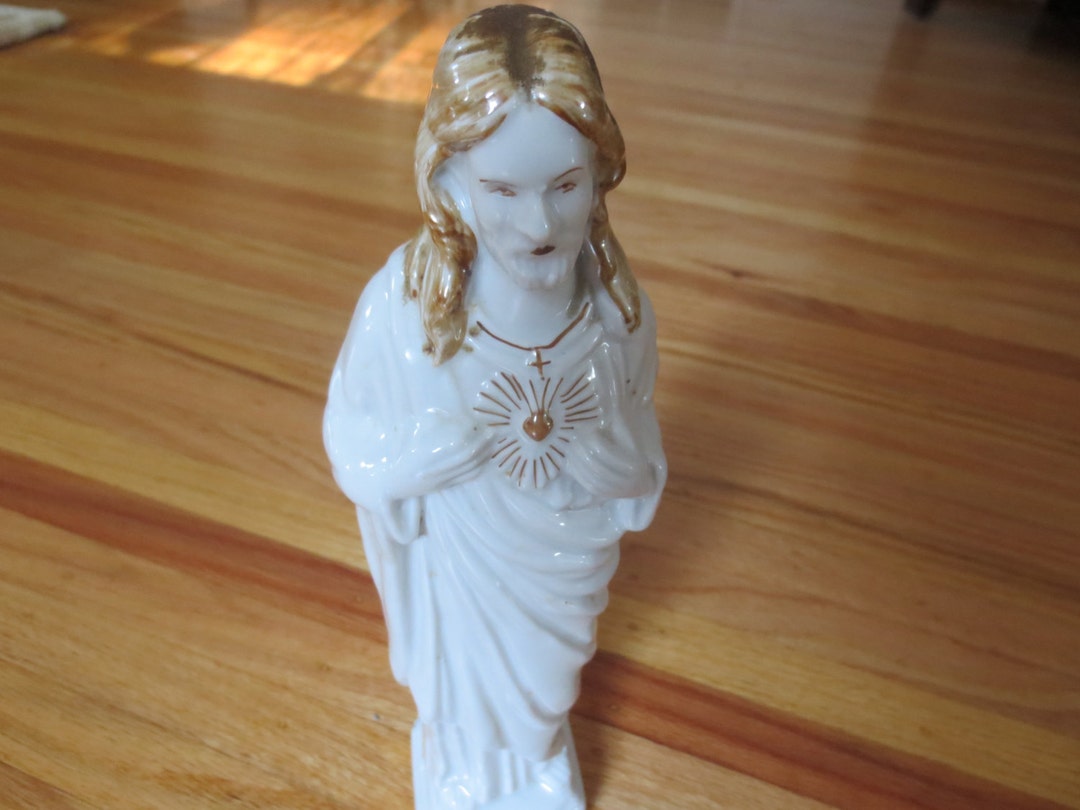 CERAMIC JESUS STATUE Made in Brazil Marked on Bottom Statue is Etsy