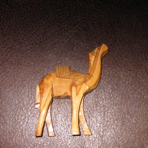 HAND CARVED WOODEN Camel Small Figurine Use In Christmas Display Rough Carved Camel 3 3/4&quot; High To Nose 3&quot; High To Back 3&quot; Hind To Nose