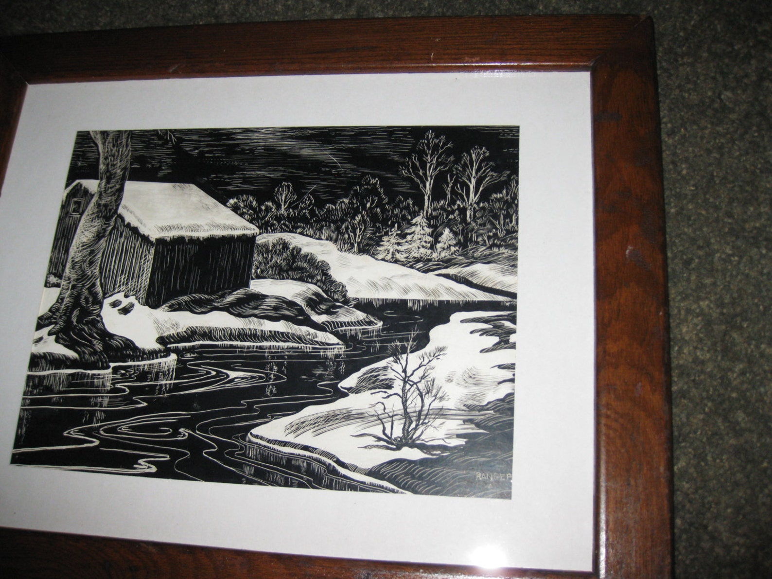 VINTAGE SCRATCHBOARD DRAWING Original Drawing Rustic Dark Wood Etsy