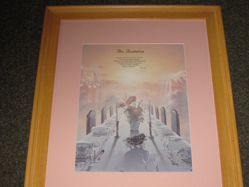 FRAMED RELIGIOUS VERSE The Invitation Frame Measures 19 x 23 12 Natural Wood By Danise Halbohm Religious Wall Art Relious Gift