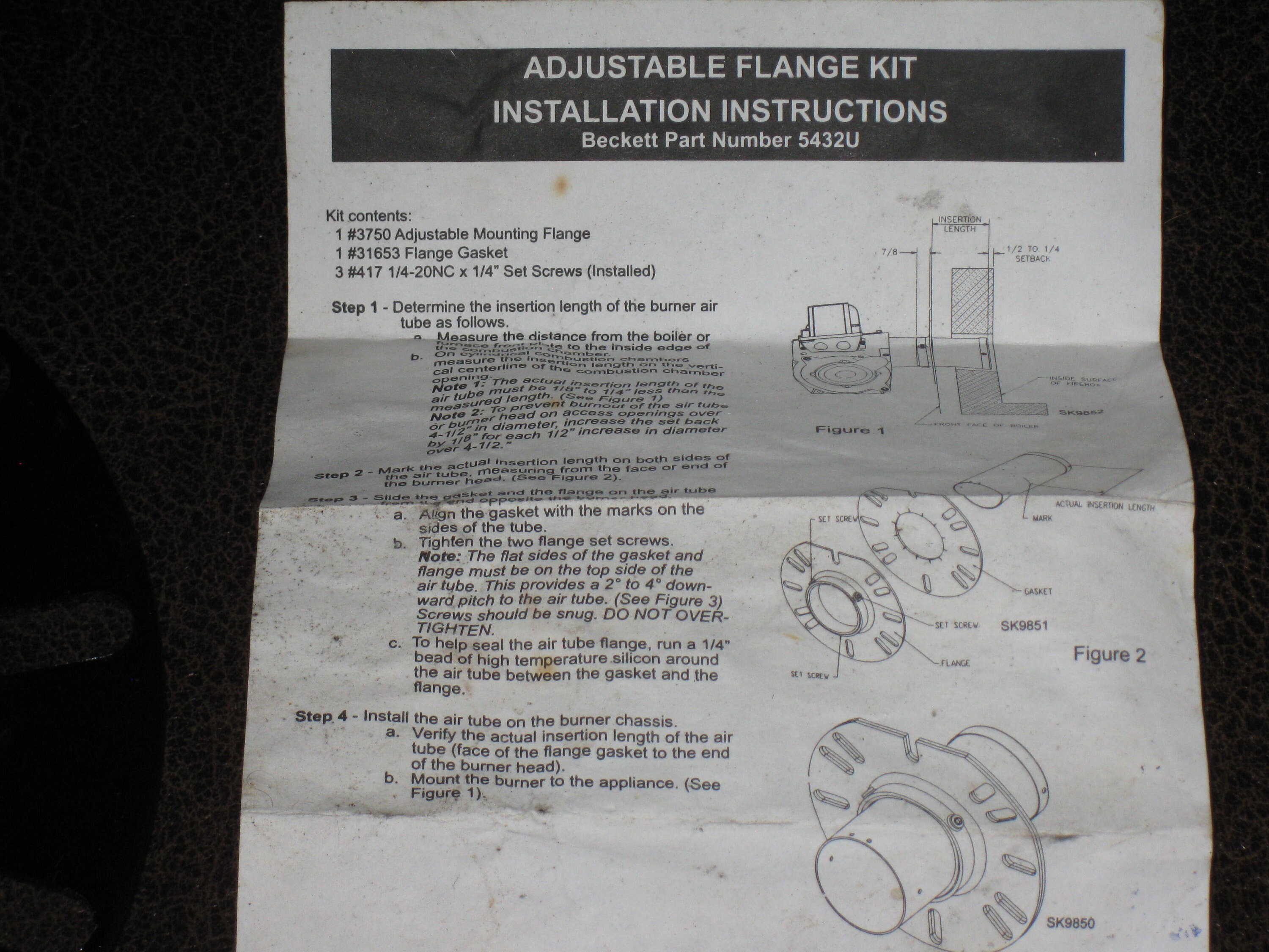BECKETT PART NUMBER 5432U Adjustable Flange 4