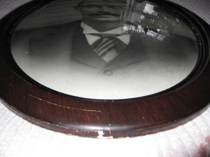ANTIQUE PHOTOGRAPH And Oval Frame With Convex Glass 16 12 x 23