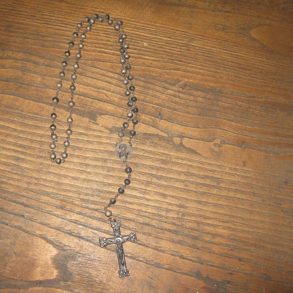 ANTIQUE SILVER ROSARY Beads 19" Long Tarnished Have Not Been Cleaned From The Early 1900's