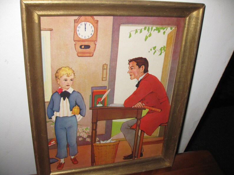 THE 10 O'CLOCK SCHOLAR Antique Nursery Rhyme in Goldtone Etsy