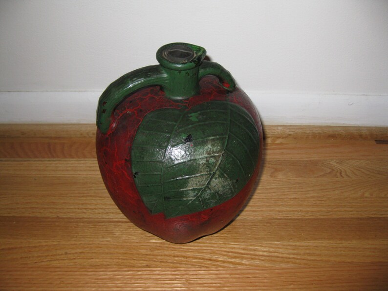 ANTIQUE GLASS APPLE Jug Hand Painted White House Vinegar Jug Etsy