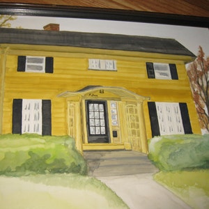 MAISON COLONIALE AQUARELLE Peinture originale dans un cadre en bois personnalisé 16 x 21 Maison numéro quinze au-dessus de la porte image 3