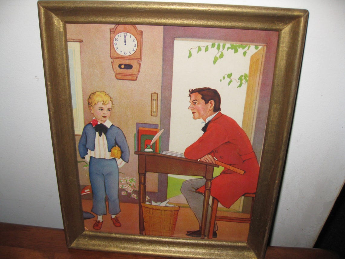 THE 10 O'CLOCK SCHOLAR Antique Nursery Rhyme in Goldtone Etsy