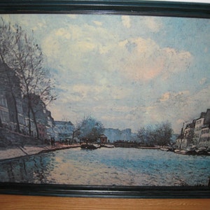 FRAMED PRINT On CANVAS-European Village On Canvas From An 1890's Painting 24 1/2 x 30 1/2 image 1