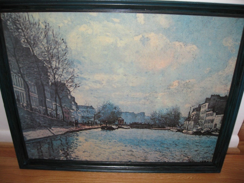 FRAMED PRINT On CANVAS-European Village On Canvas From An 1890's Painting 24 1/2 x 30 1/2 image 1