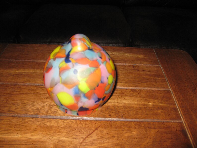 Swirl Art Glass Globe Lamp Cover Light Shade Multi Color In A Frosted 4 High To Top 3 Across Bottom Approx Wide
