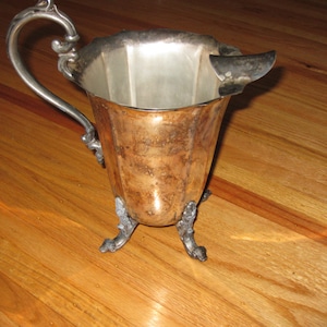 ORNATE VICTORIAN FOOTED Crosby Silverplate Pitcher 8&quot; Tall 10 1/2&quot; To Handle Top Ice Lip Spout Holds 48 Fluid Ounces Weighs 3 Pounds