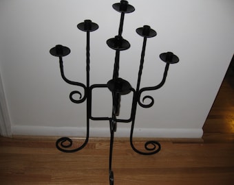 WROUGHT IRON CANDELABRA-Large and Heavy Holds 7 Candles 30" High