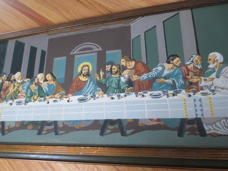 VINTAGE OIL PAINTING Last Supper On Canvas Professionally Etsy