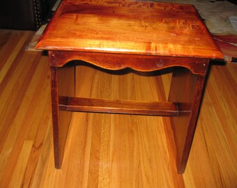 ARTS AND CRAFTS Or Mid Century Table Or Stool 13" X 17" X 19" High Vintage Wooden Stand Use As Small Side Table For Plants Or Display