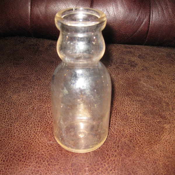 MILK/CREAM TOP Glass Bottle 7 1/8" High 2" Across Top Was From Sealtest Cream Crest Dairy Products Logo Faded Hazing Inside Glass