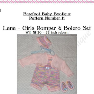 Designer Knitting Pattern - Lana - Reborn Baby Girl&#39;s Romper set