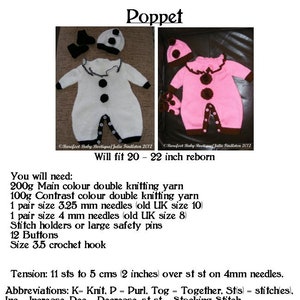 Designer Knitting Pattern - Poppet - Pierrot Clown Romper Set