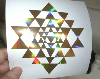 Regenbogen Gold Sri Yantra Center Aufkleber