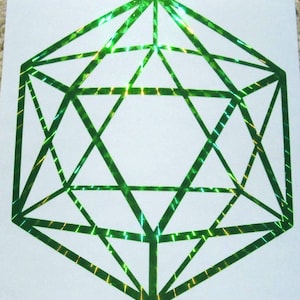 Icosahedron Platonic Solid shape decal mosaic green