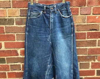 Zeldzame Vintage 60's/70's 'Big Yank' handgemaakte denim patchwork maxi rok
