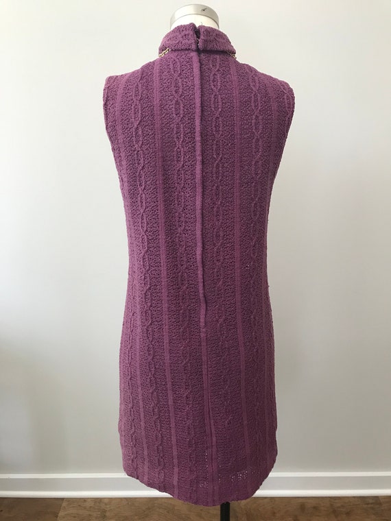 60's Dusty Purple Cotton Sheath Dress - image 3