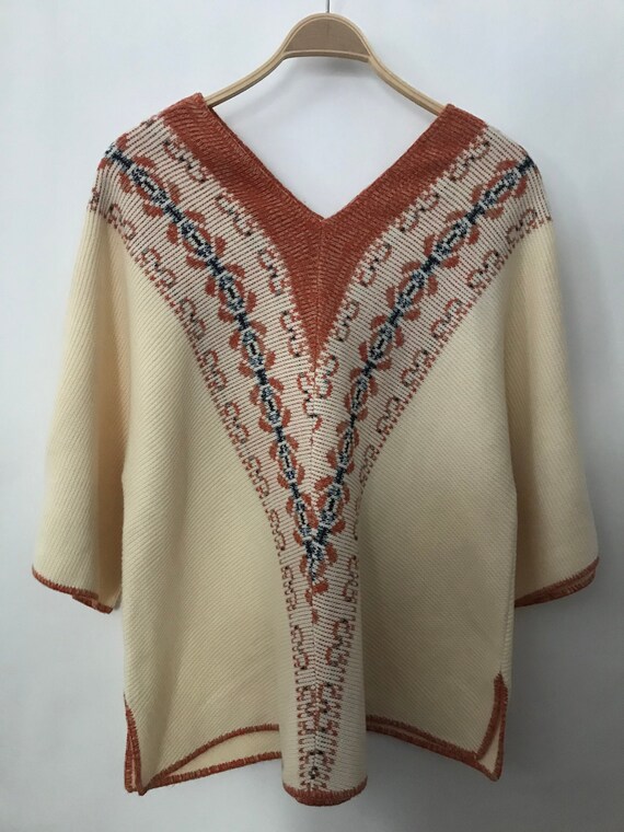70's Caftan V-neck Pullover Sweater - Etsy