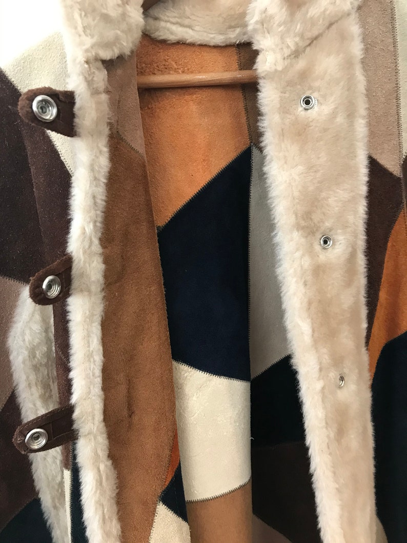 Vintage 60/'s 70/'s Suede Patchwork Cape