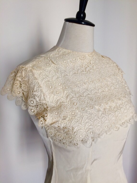Camicetta Vintage Anni 1940 / Rayon e Pizzo Lavor
