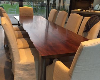 Modern Dining Table, Rustic, Custom Made, Unique Dining Table, Industrial Dining Table, Metal Bases, Maple, Walnut, Cherry, Live Edge Table