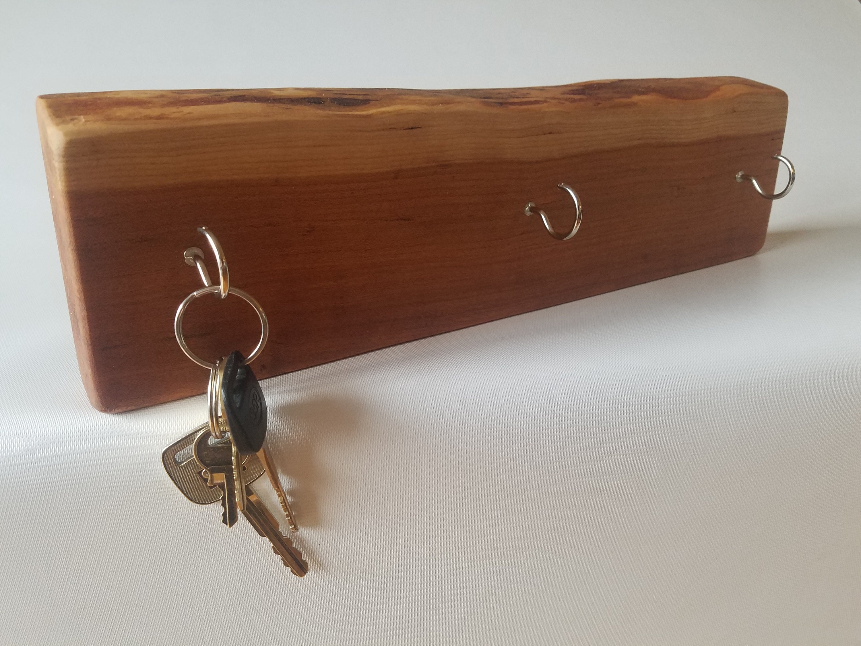 Key Hook Wall Mounted Key Rack Key Holder Live Edge Wood Etsy