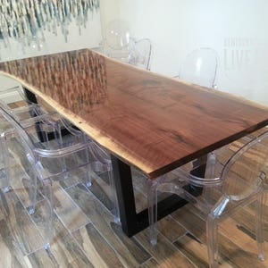 Live Edge Dining Table, Made to Order, Custom Dining Table, Modern Dining Table, Industrial Dining Table, Metal Bases, Conference Table