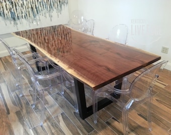 Made to Order- Live Edge Dining Table- Custom Dining Table- Modern Dining Table- Industrial Dining Table- Metal Bases- Conference Table