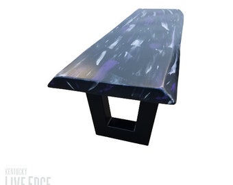 Purple Coffee Table- Live Edge Coffee Table- Graffiti- Bench- Modern Coffee Table- Contemporary- Steel- Purple Rain- Prince- Mahogany- Cool
