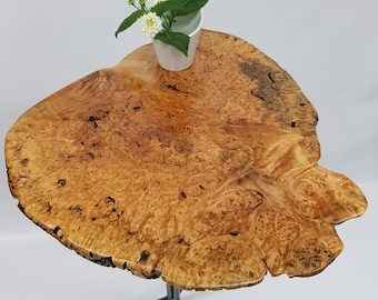 Spalted Maple Burl Side Table- End Table- Live Edge- Modern- Organic- Natural Wood- Light Wood- Figured Wood- Plant Stand- Unique Furniture