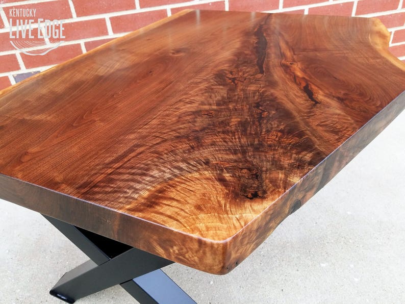 Live Edge Coffee Table Black Walnut X Style Steel Legs Industrial Modern Rustic Contemporary Furniture Handmade Living Room