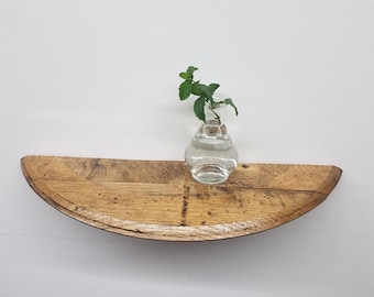 Authentic Bourbon Barrel Shelf- Reclaimed Wood- Black Pipe Hardware- Industrial Shelf- Small Shelf- Rustic- Plant Shelf- Bar- Office- Home