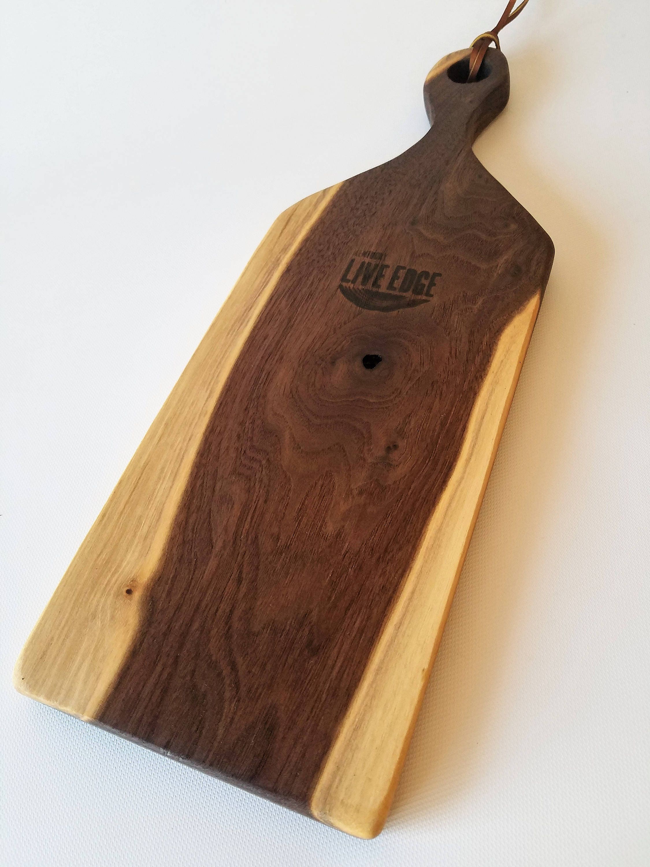 Natural Wood Serving Board With Handle Hangable Charcuterie Etsy