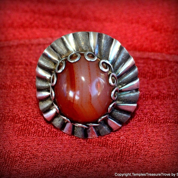 Carnelian and Sterling Adjustable Ring~US size 6.5 carnelian ring~Adjustable Carnelian and 925 ring~Metaphysical Ring~Courage Amulet For Her