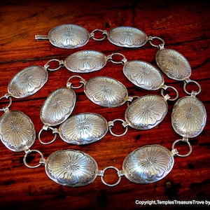 Old Pawn Dinè Navajo Belt~Sterling Silver 38 inch Sterling Belt~925 Concho Belt~W Yellowhorse Navajo Belt~14 Conchos Belt~Unisex Navajo Belt