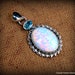 Flashy Opal and Blue Topaz Pendant~Opal pendant~October Birthstone Jewelry~Opal and Blue Topaz pendant for her~Gift for Mom~October Birthday